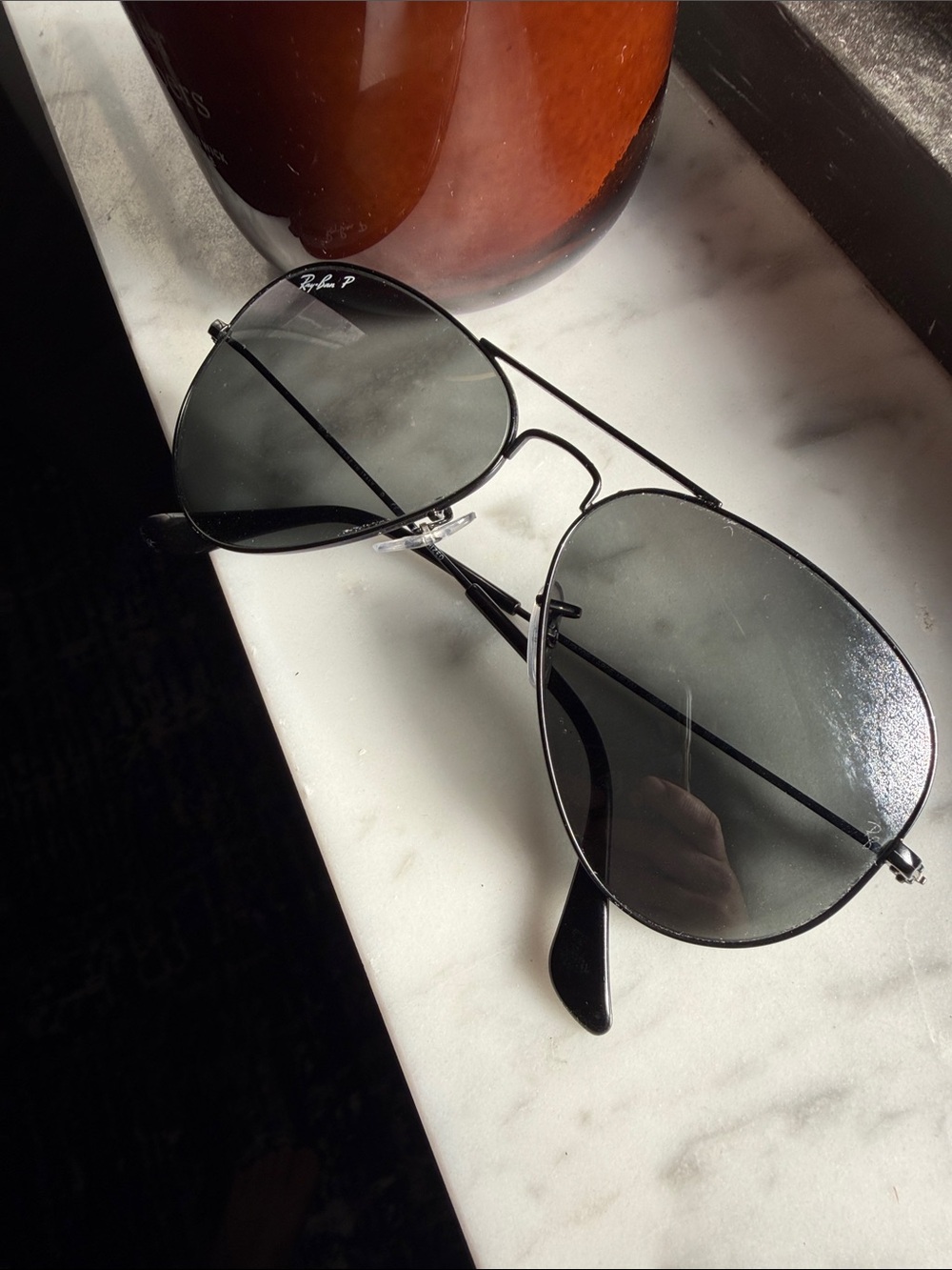 Ray-Ban Black Metal Aviator Sunglasses with Gray Lenses